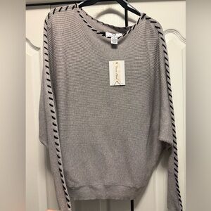 Magaschoni Gray Sweater with Black Accents